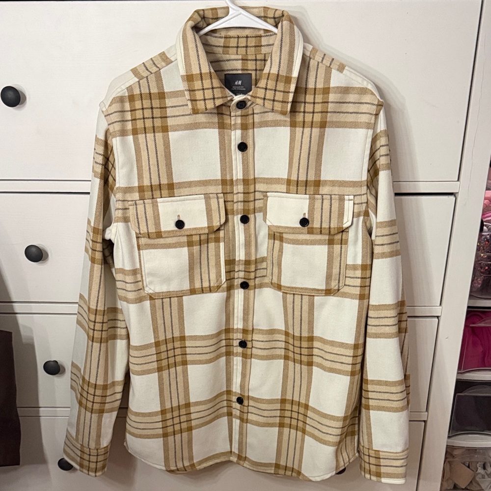 H&M Tan and Cream Checkered Shirt